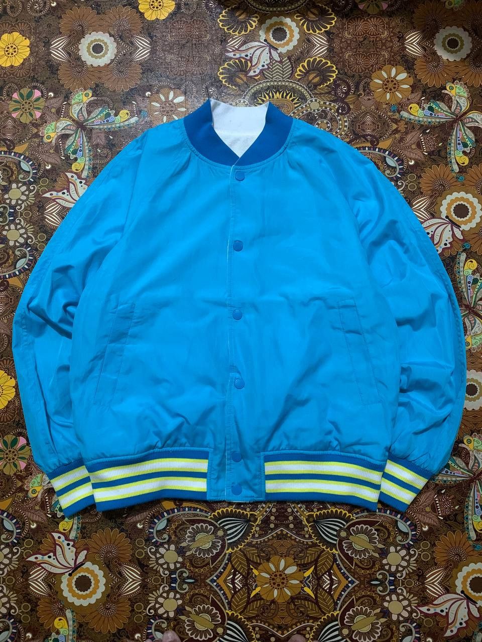 image of Gu x Kim Jones Reversible Varsity Jacket in Blue/White, Men's (Size Medium)