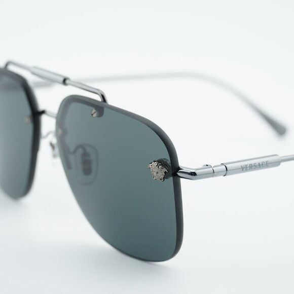 Versace Versace VE2296 100187 Sunglasses Gunmetal Aviator Frame Size ONE SIZE - 8 Thumbnail