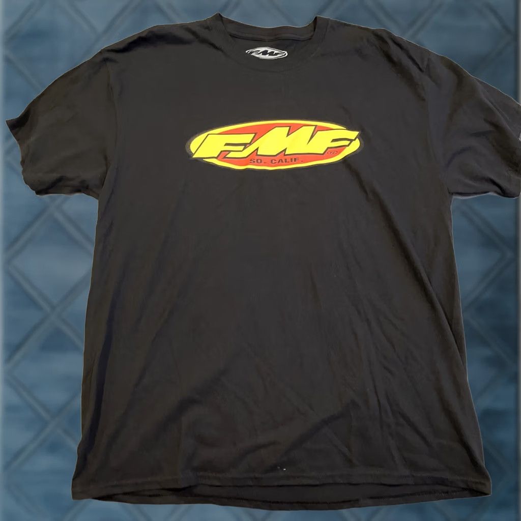 VINTAGE FMF Southern California Motorcross Racing T-Shirt Men XL Black Cotton Knit Logo Short Sleeve Crew Neck Regular Grunge All Seasons Men