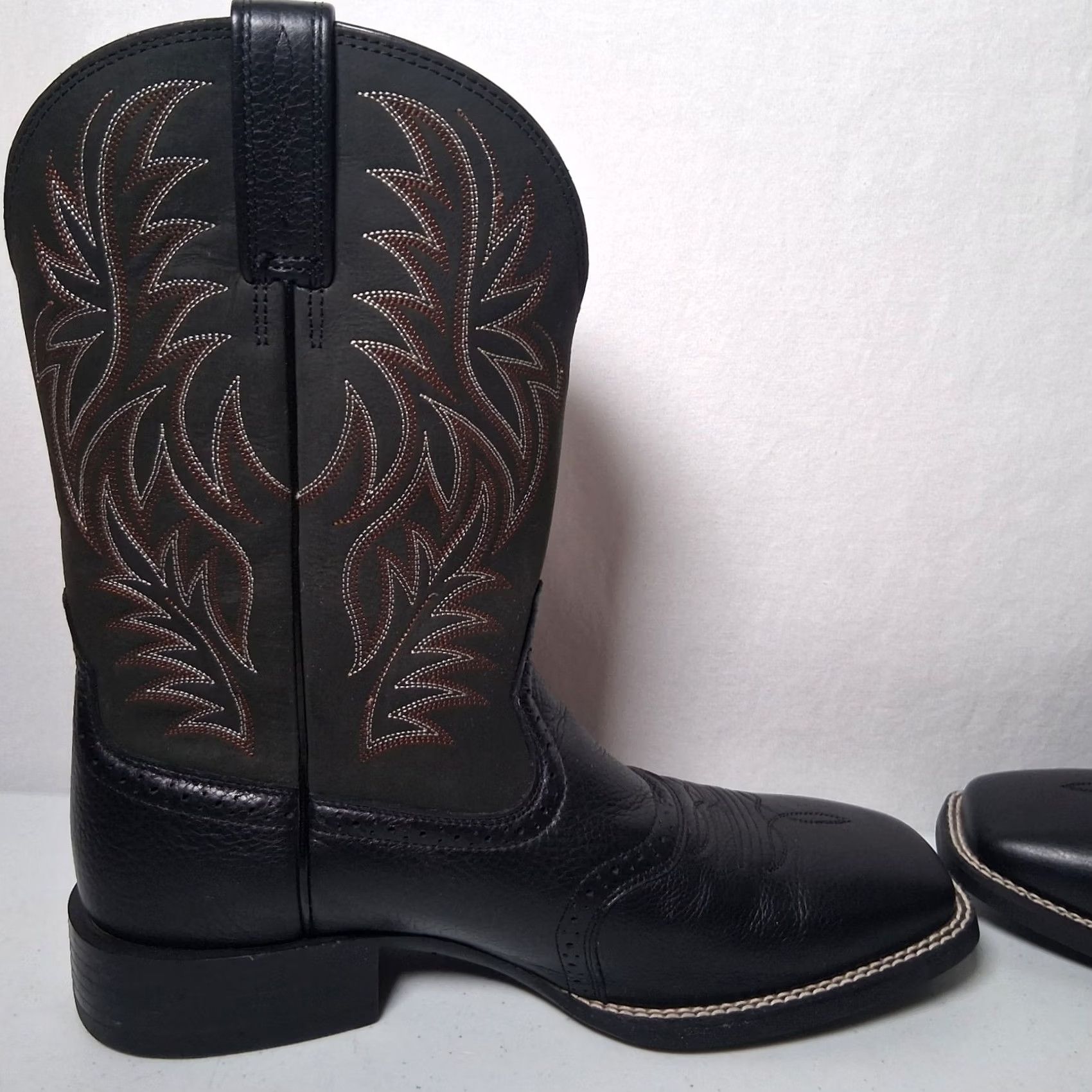 Ariat Ariat Sport Western Boots Men 11 1/2 D Black Leather Square Toe Cowboy Rancher Rodeo Boots Size US 12 / EU 45 - 4 Thumbnail