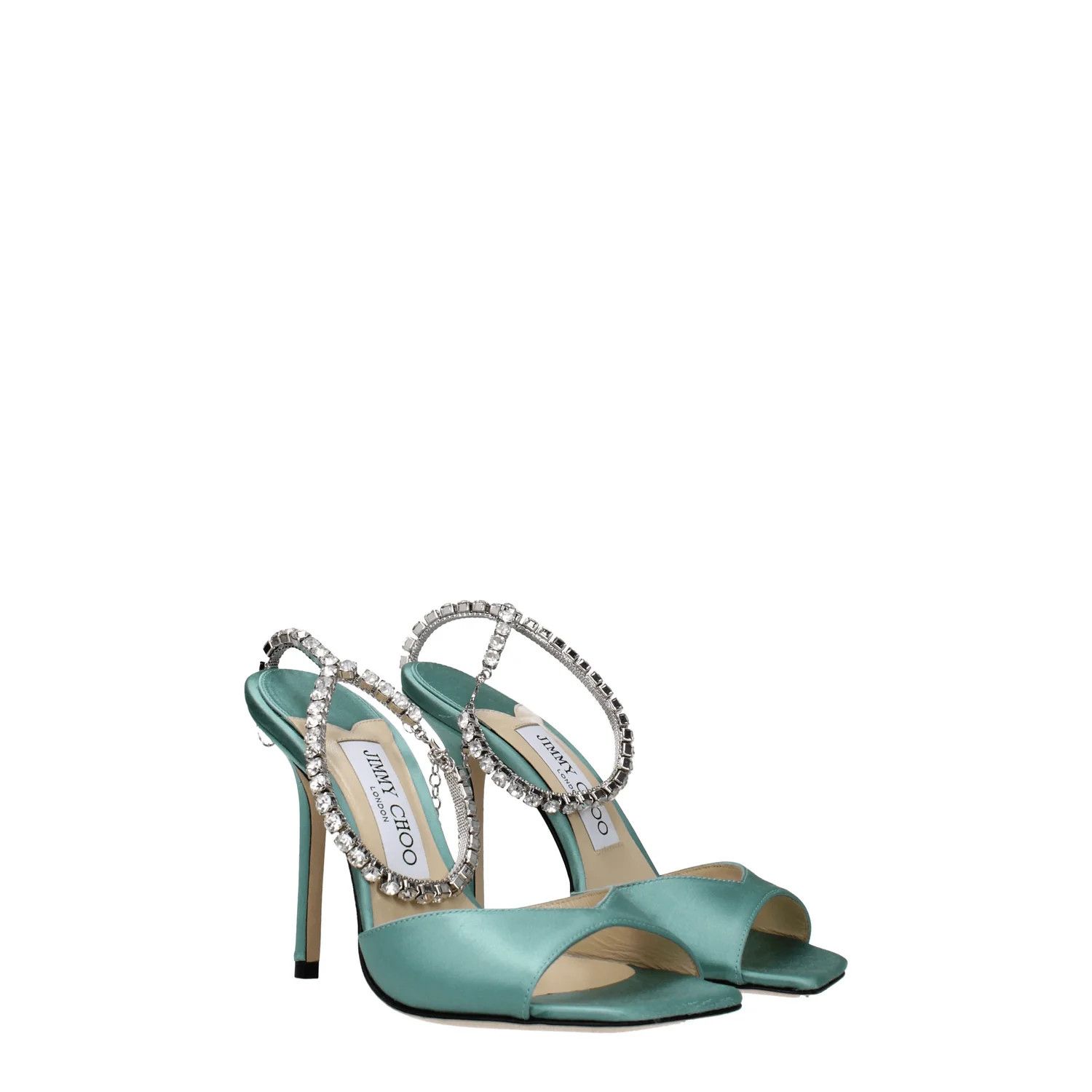 Jimmy Choo ob1o1e1124 Satin Sandals in Green Size US 7 / IT 37 - 2 Thumbnail