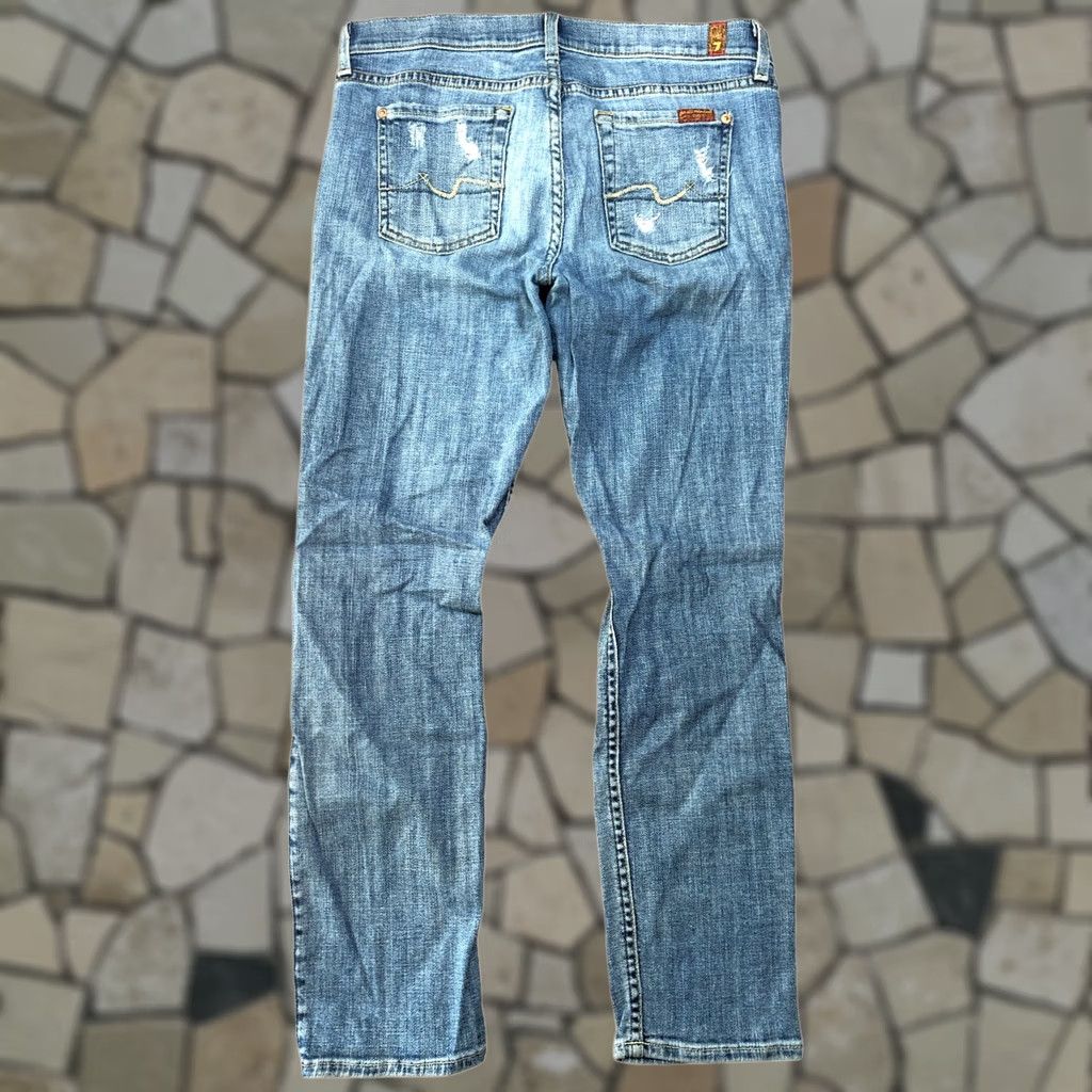7 For All Mankind 7 For All Mankind Josefina Skinny Boyfriend Jeans Women 26 X 27 Blue Distressed Denim Size 26" / US 2 / IT 38 - 1 Thumbnail
