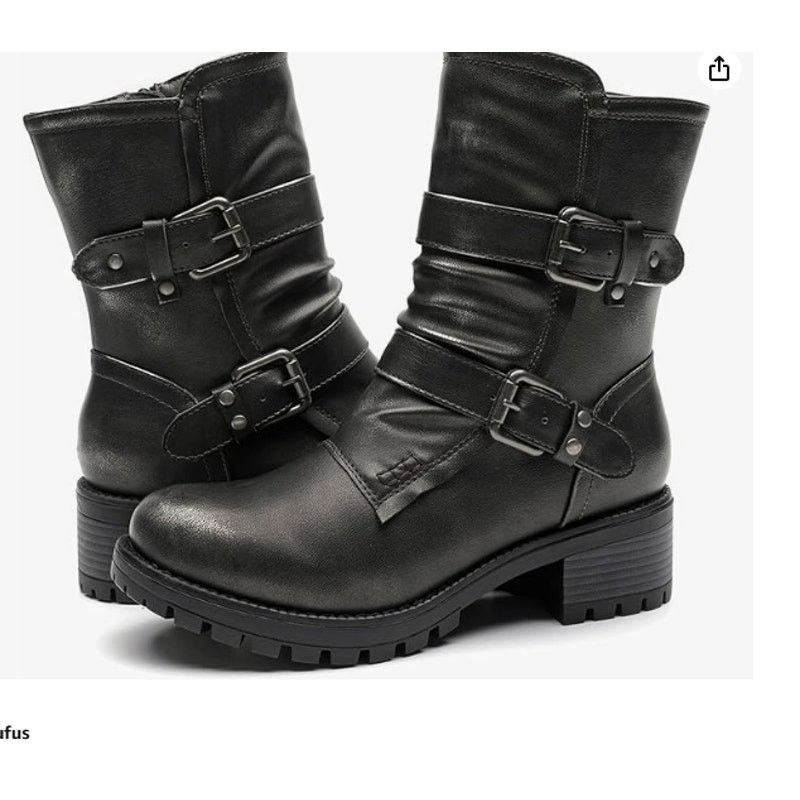 The Unbranded Brand Mid Calf Motorcycle Boots Military boots SIZE 9 DistrBlack Size US 9 / IT 39 - 7 Thumbnail