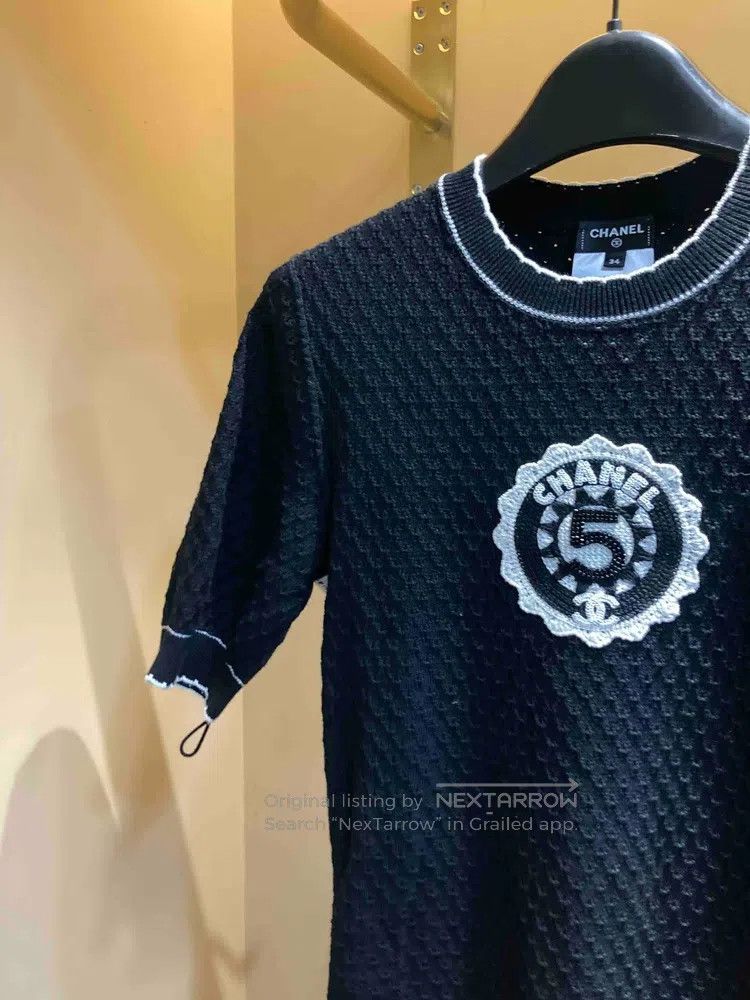 Chanel Chanel 23 years black and white embroidered short-sleeved Size XXS / US 00 / IT 34 - 2 Thumbnail