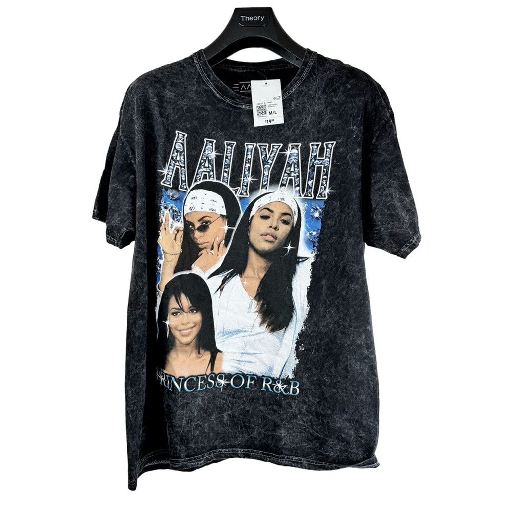 Other NWT AALIYAH Men's Black Stone Washed Graphic Crew Neck T M/L Size US M / EU 48-50 / 2 - 1 Thumbnail
