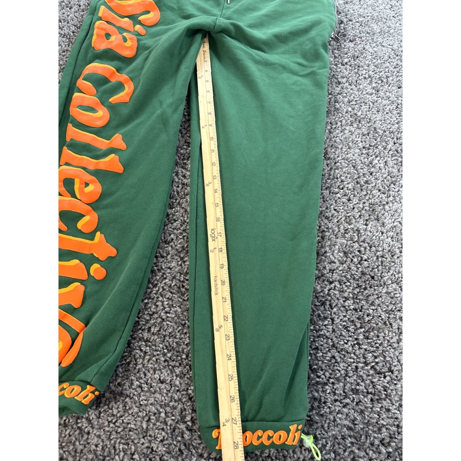 Vintage Sia Collective Track Pants Mens L Green Sweatpants Zip Pockets Ankles Broccoli Size US 33 - 2 Thumbnail