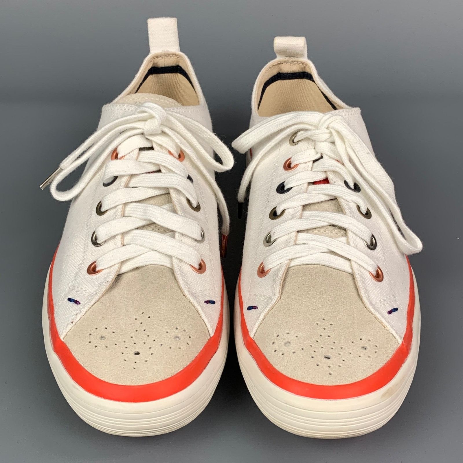 Paul Smith Size 7 White Canvas Lace Up Bernard Trainer Sneakers Size US 7 / EU 40 - 4 Thumbnail