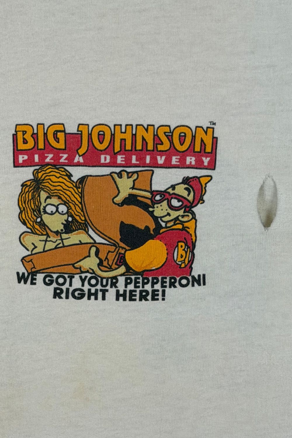 Vintage 1993 Big Johnson Pizza Delivery Graphic Tee Oneita Size US L / EU 52-54 / 3 - 10 Thumbnail