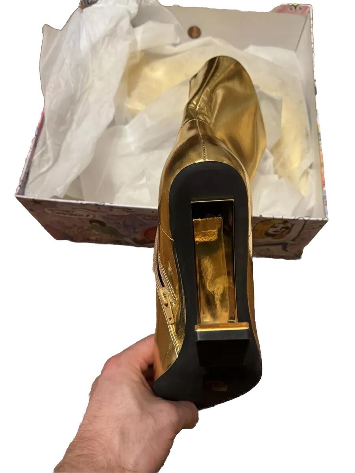 Jeffrey Campbell Jeffrey Campbell Golden Geometric Heel Pointed Boots Sz9/8 Size US 9 / IT 39 - 8 Thumbnail