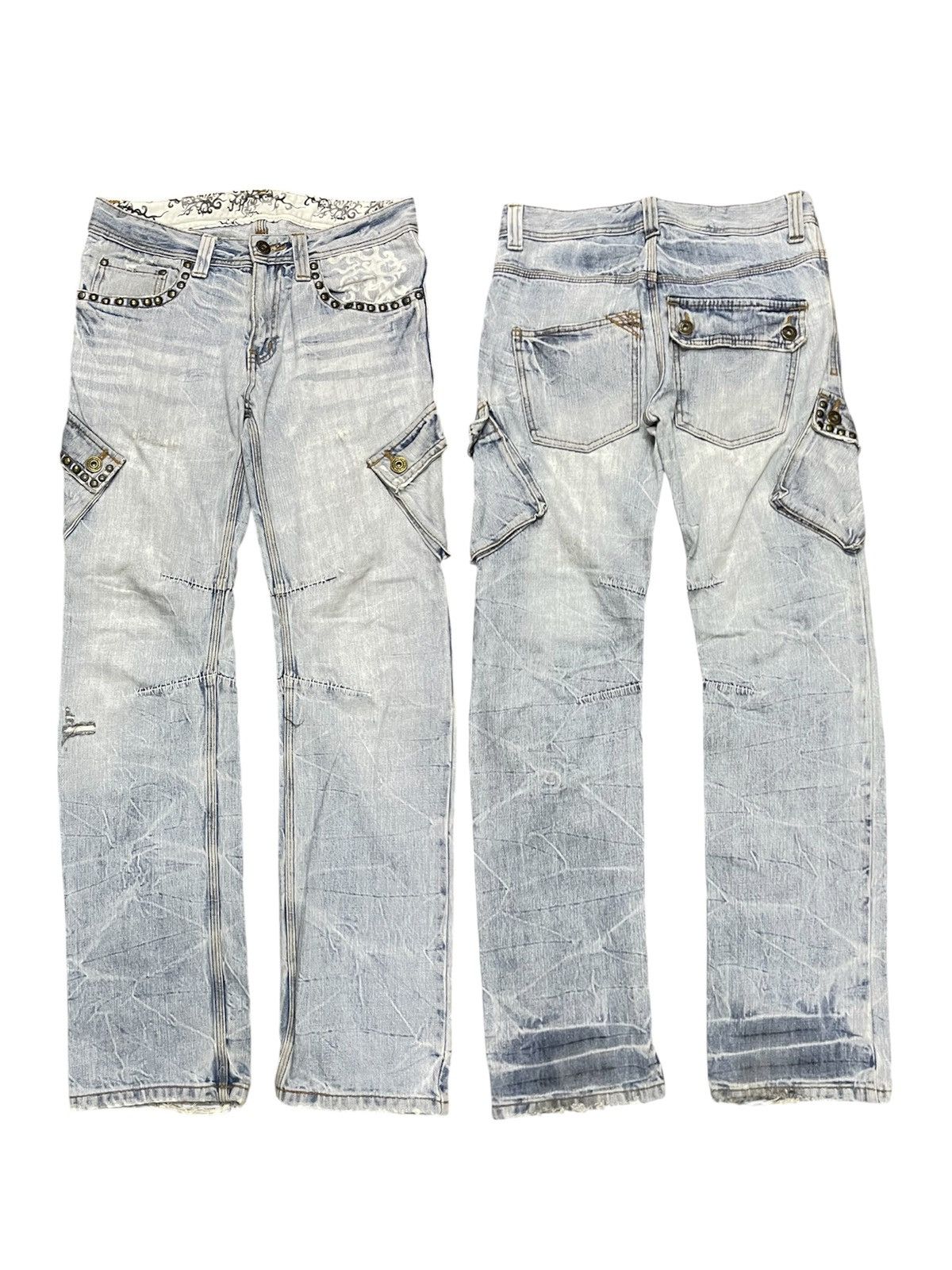 2000s TWENTY WORKS STUDDED SIDE POCKET JEANS RARE