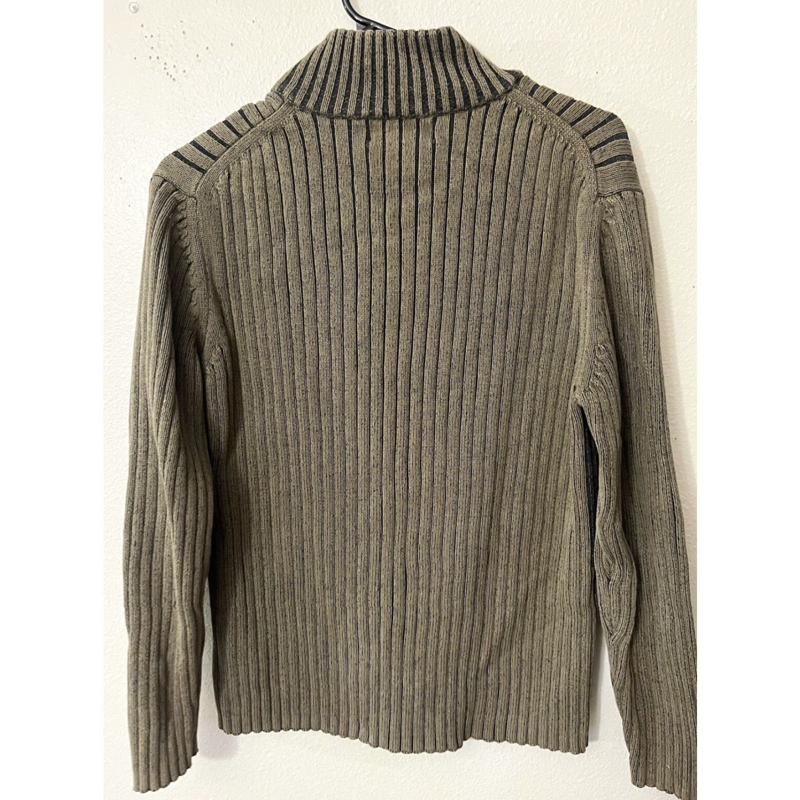 Express EXPRESS Sweater Shirt Mens Large Green 1/4 Zip Mock Neck Casual Knit Pullover Long Sleeve Size L Mens Size US L / EU 52-54 / 3 - 2 Thumbnail
