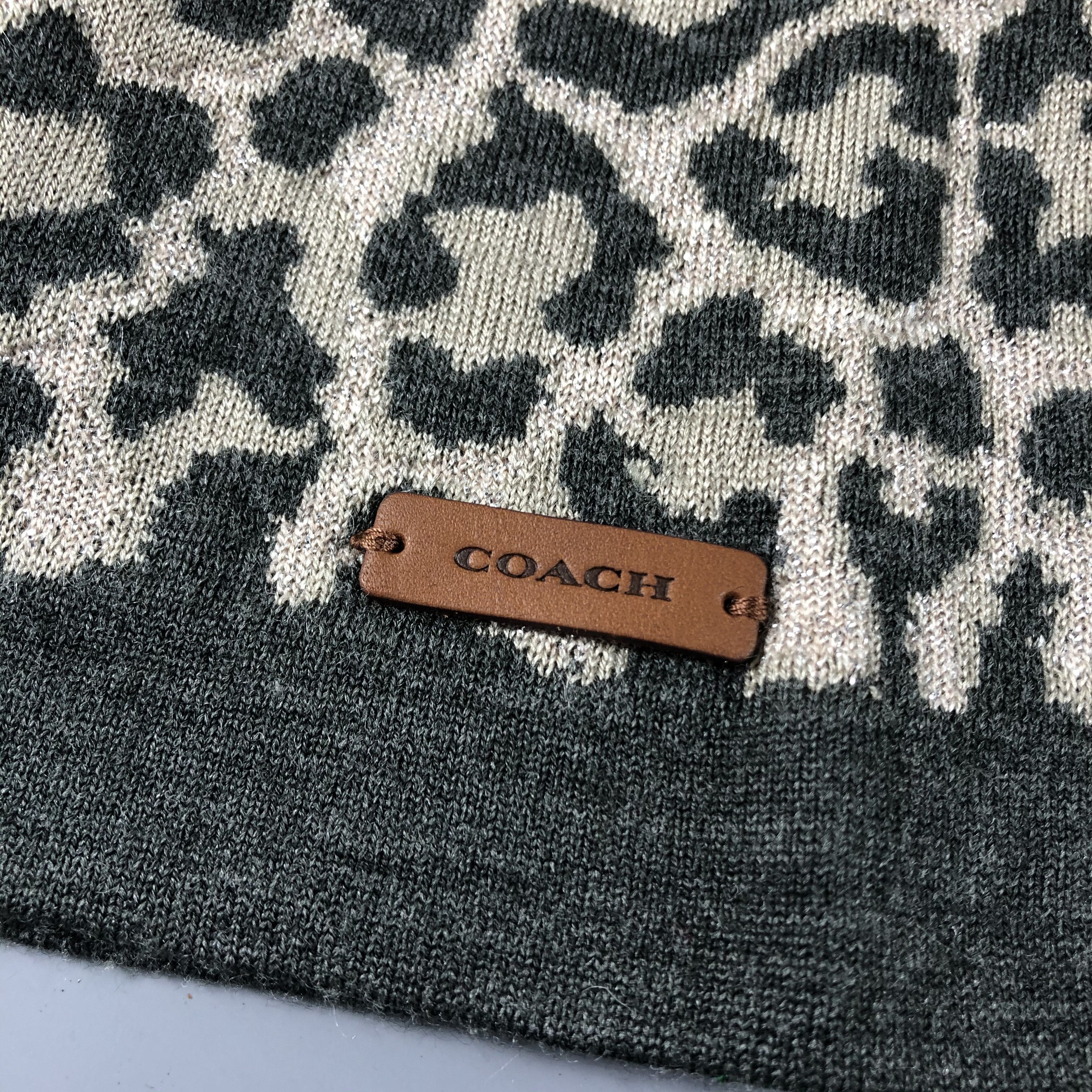 Coach Coach Leopard Design Cuffless Beanie Snow Hat Snow Cap -D817 Size ONE SIZE - 4 Thumbnail