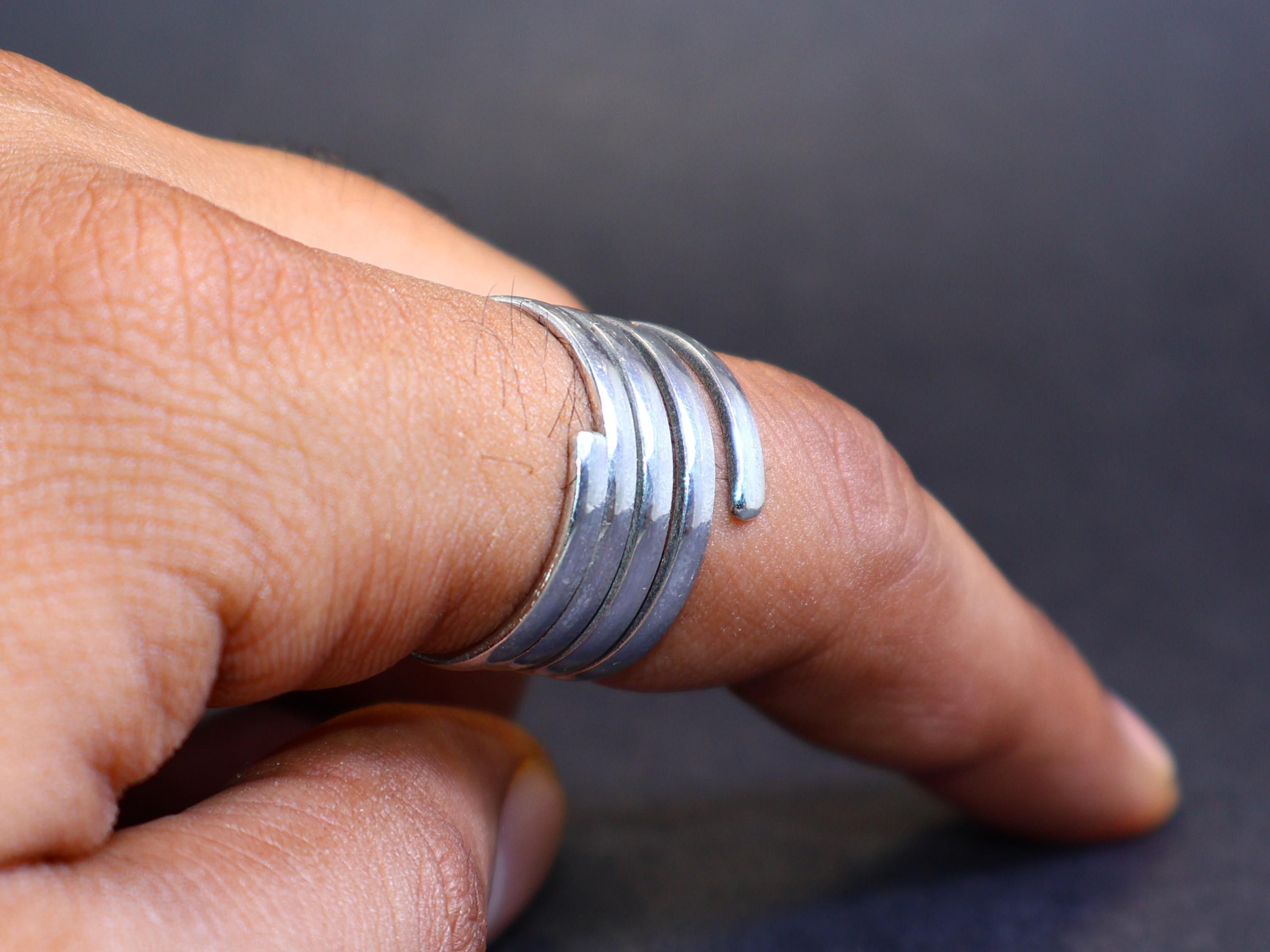 Handmade Spiral Band Ring, Sterling Silver Handmade Adjustable Ring, Size ONE SIZE - 9 Thumbnail