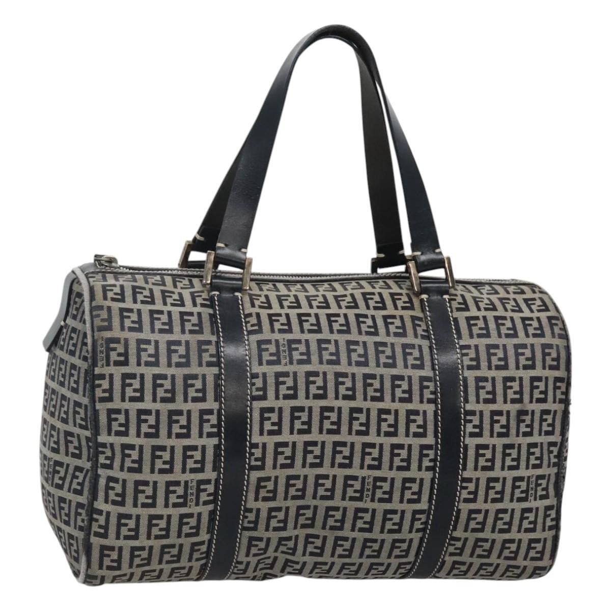 Fendi FENDI Zucchino Canvas Boston Bag Navy Silver Size ONE SIZE - 1 Thumbnail