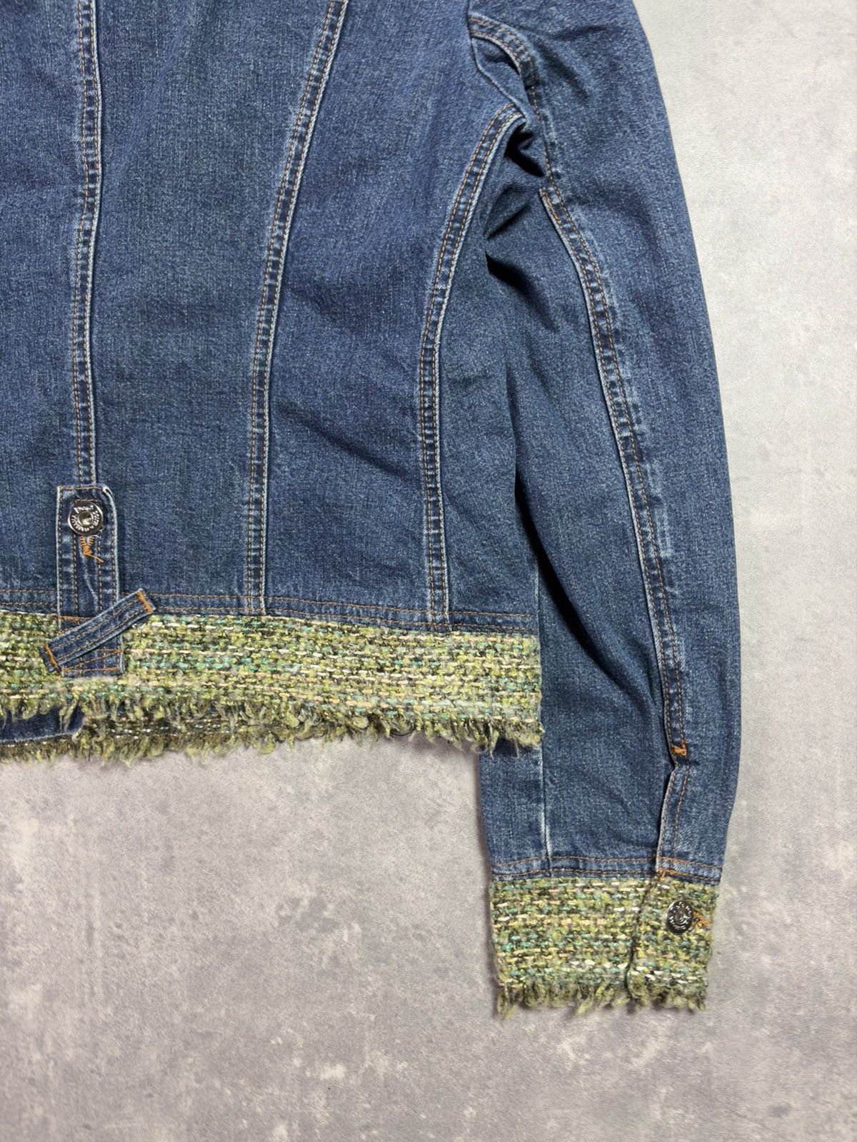 Dolce & Gabbana 00s D&G Dolce & Gabbana Tweed Trim Short Denim Jacket S Size S / US 4 / IT 40 - 13 Thumbnail