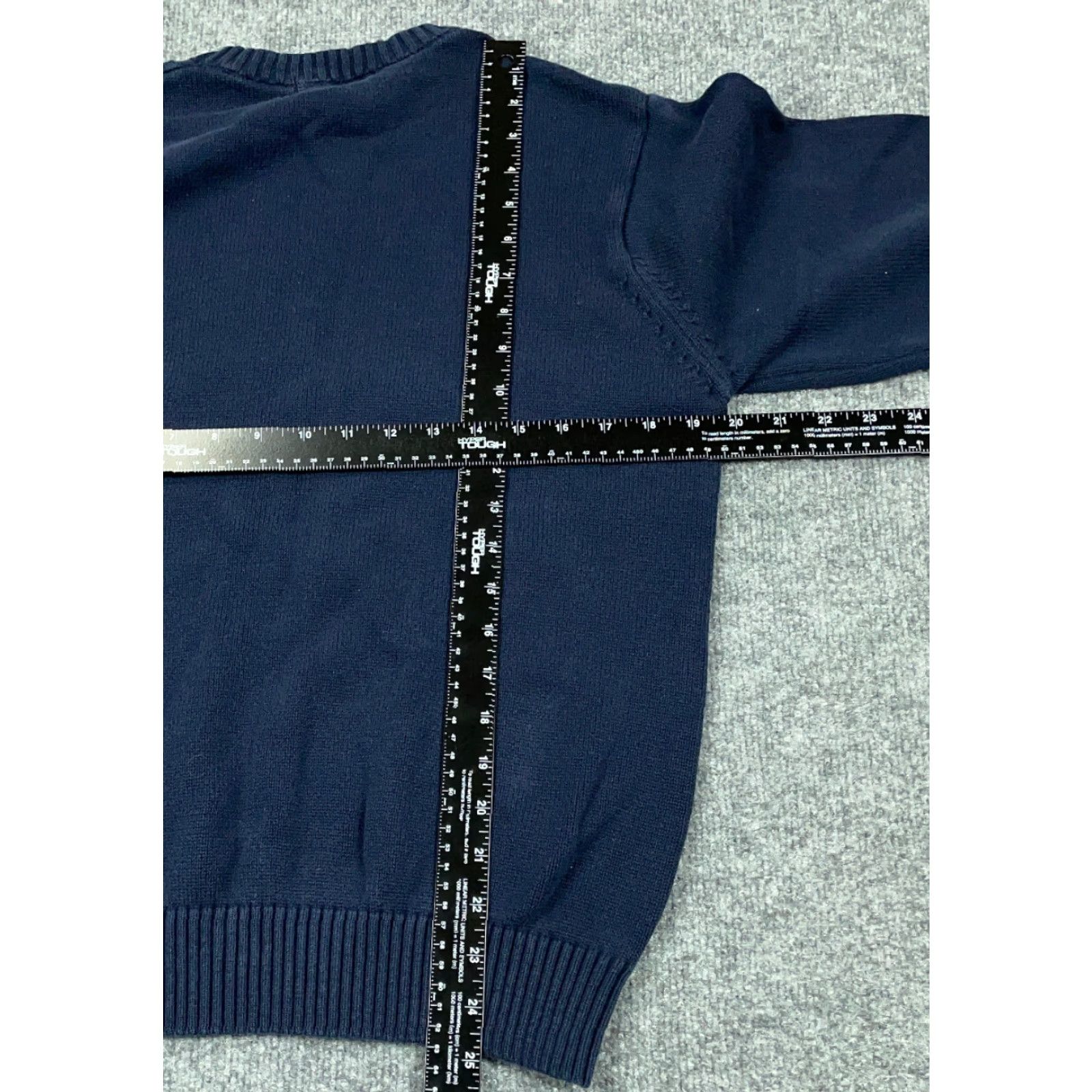 Basic Editions Dad Style Blue Textured Grid Check Pullover Sweater Adult Medium Knit Crew Neck Mens Casual Size US M / EU 48-50 / 2 - 5 Thumbnail