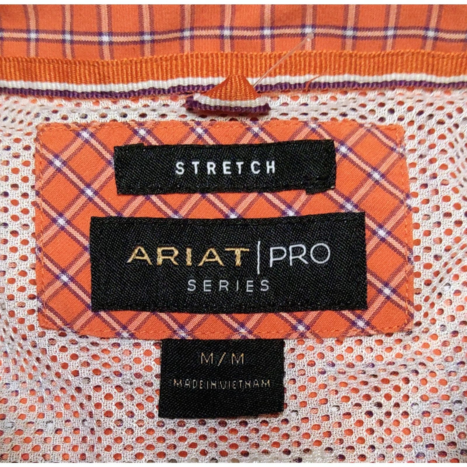 Ariat Ariat Pro Series Shirt Mens M Red Orange Check Button-Down Western Rodeo Shirt Size US M / EU 48-50 / 2 - 7 Thumbnail