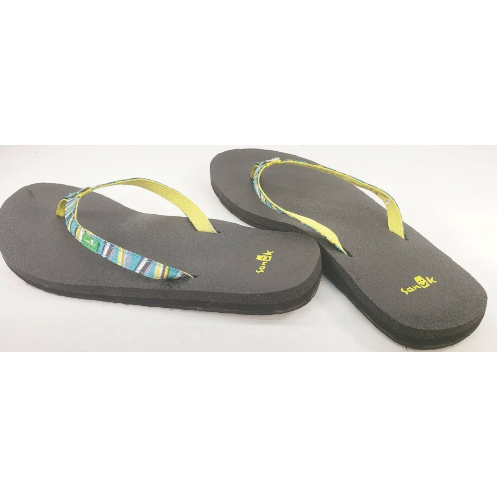 Sanuk Sanuk Women’s Flip Flops Teal Multicolor Yoga Mat Sandals Size 7 M Casual Slides Flat Cushioned Geometric Pattern Womens Size US 7 / IT 37 - 7 Thumbnail