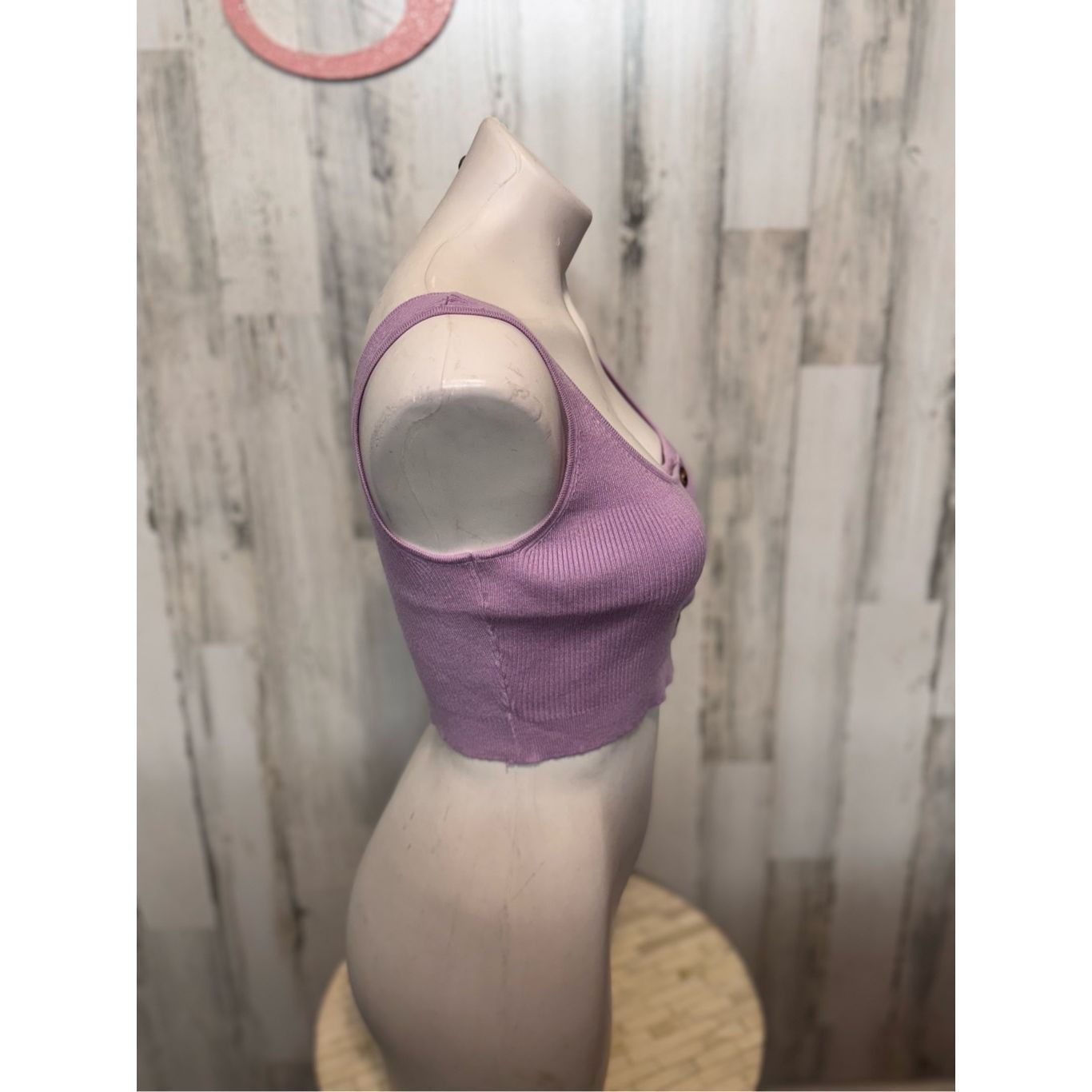 Other Lilac Ribbed Button-Front Cropped Tank Top Size S Size S / US 4 / IT 40 - 7 Thumbnail