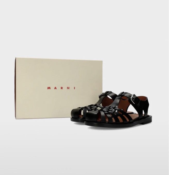 Marni Marni Fisherman Sandals Black Leather EU43 Size US 10 / EU 43 - 2 Thumbnail