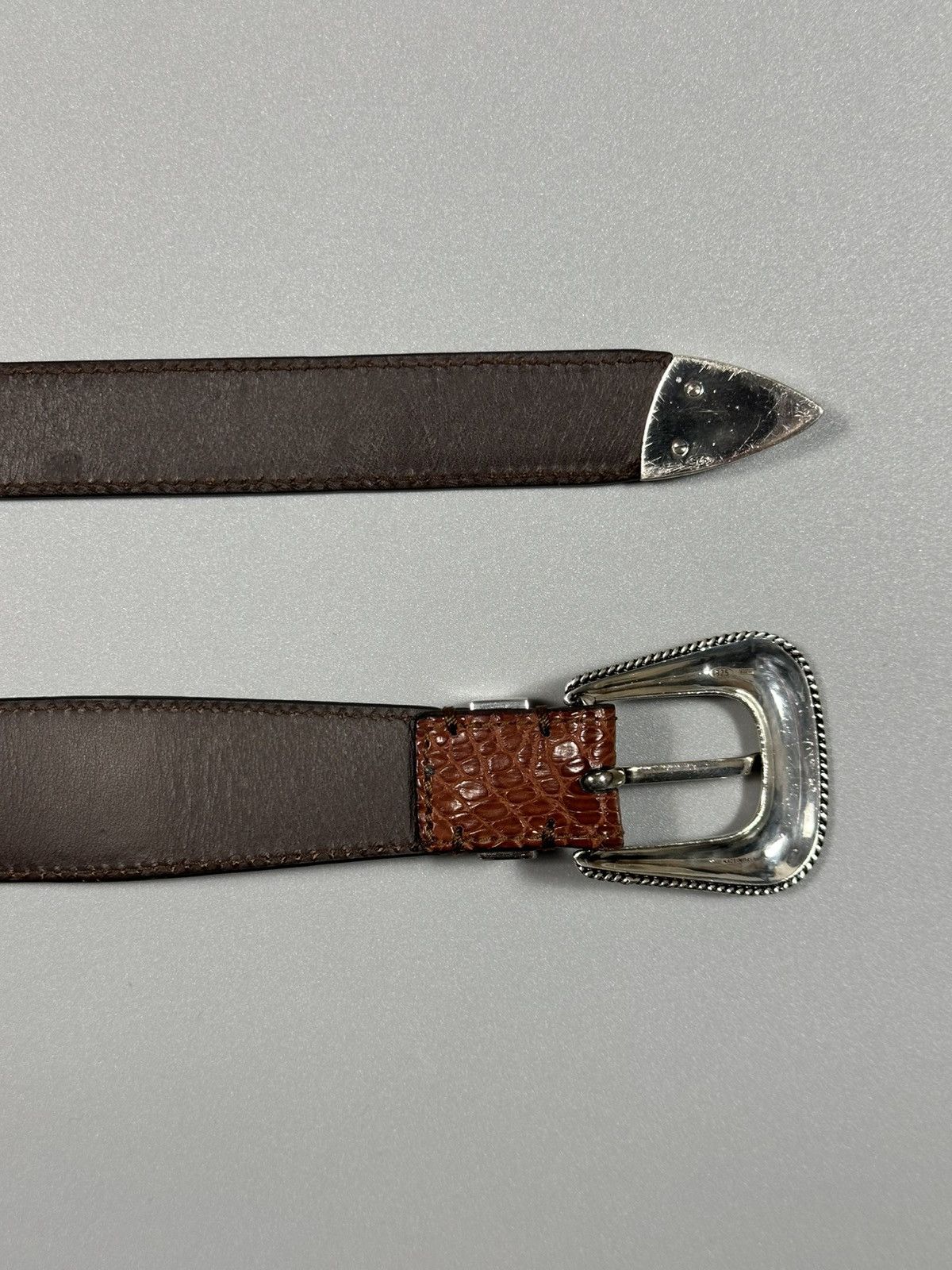 Brunello Cucinelli Brunello Cucinelli Croc Leather Sterling Silver Western Belt Size ONE SIZE - 12 Thumbnail
