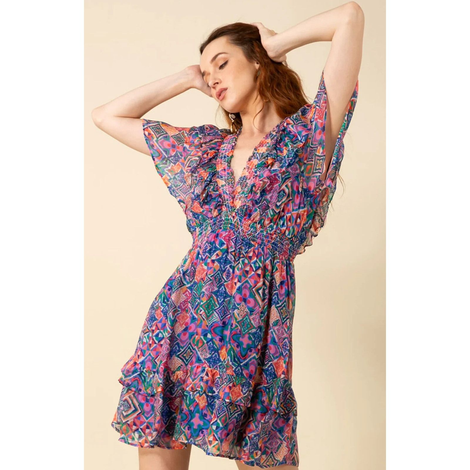 Other New Hale Bob Kiara Silk Blend Multicolor Dress S Size S / US 4 / IT 40 - 1 Thumbnail