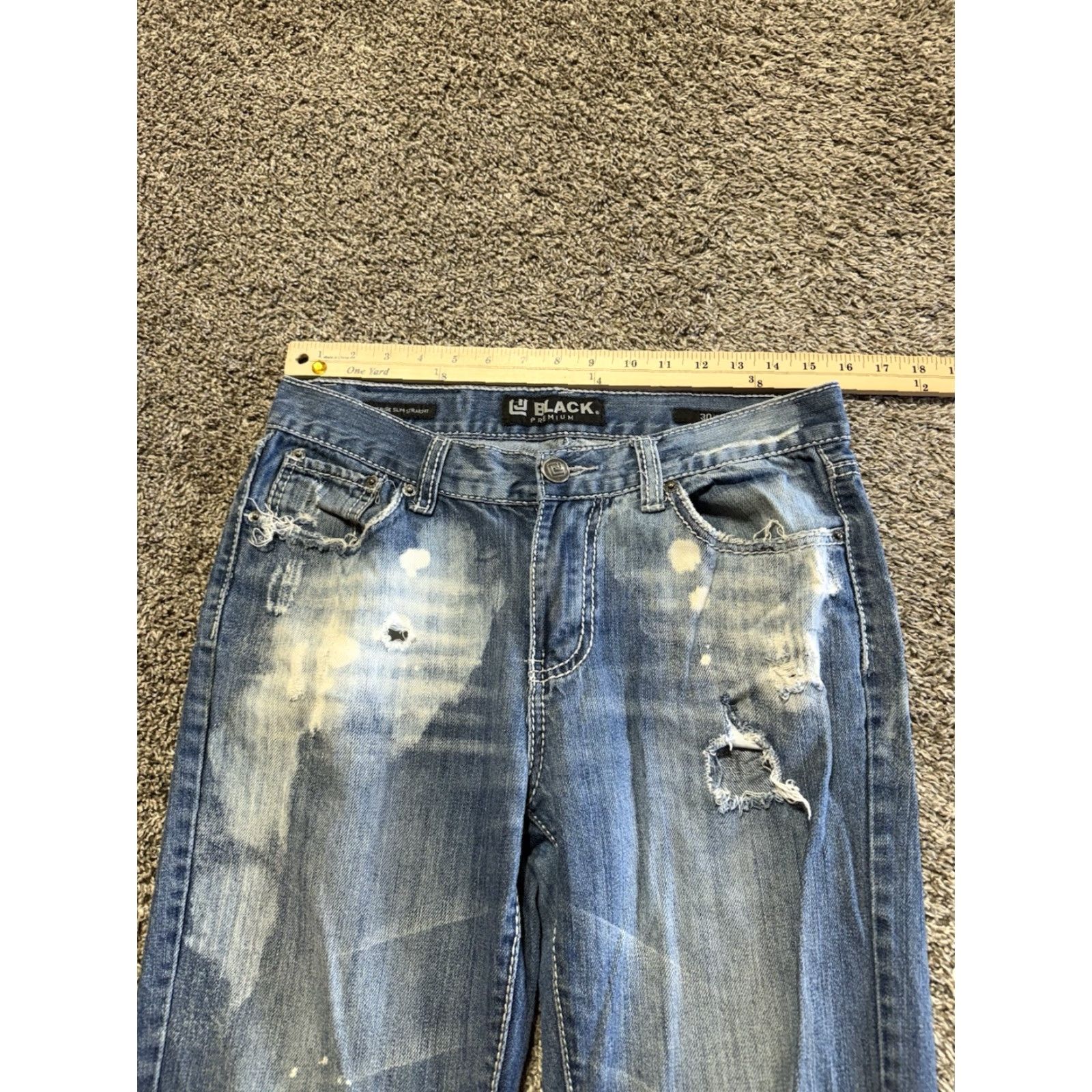 Denime Black Jeans Men Size 30 Blue Denim 30X32 Slim Straight Low Rise Size US 30 / EU 46 - 7 Thumbnail