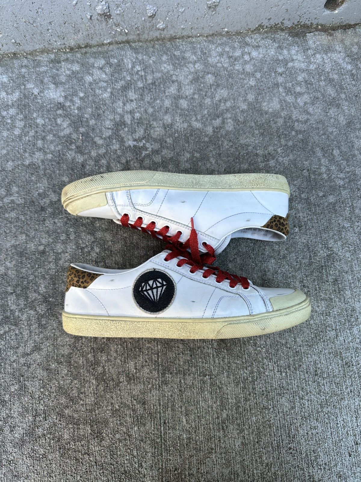 Saint Laurent Paris Glitter Diamond Patch Low Top Sneakers Size US 7 / EU 40 - 1 Thumbnail