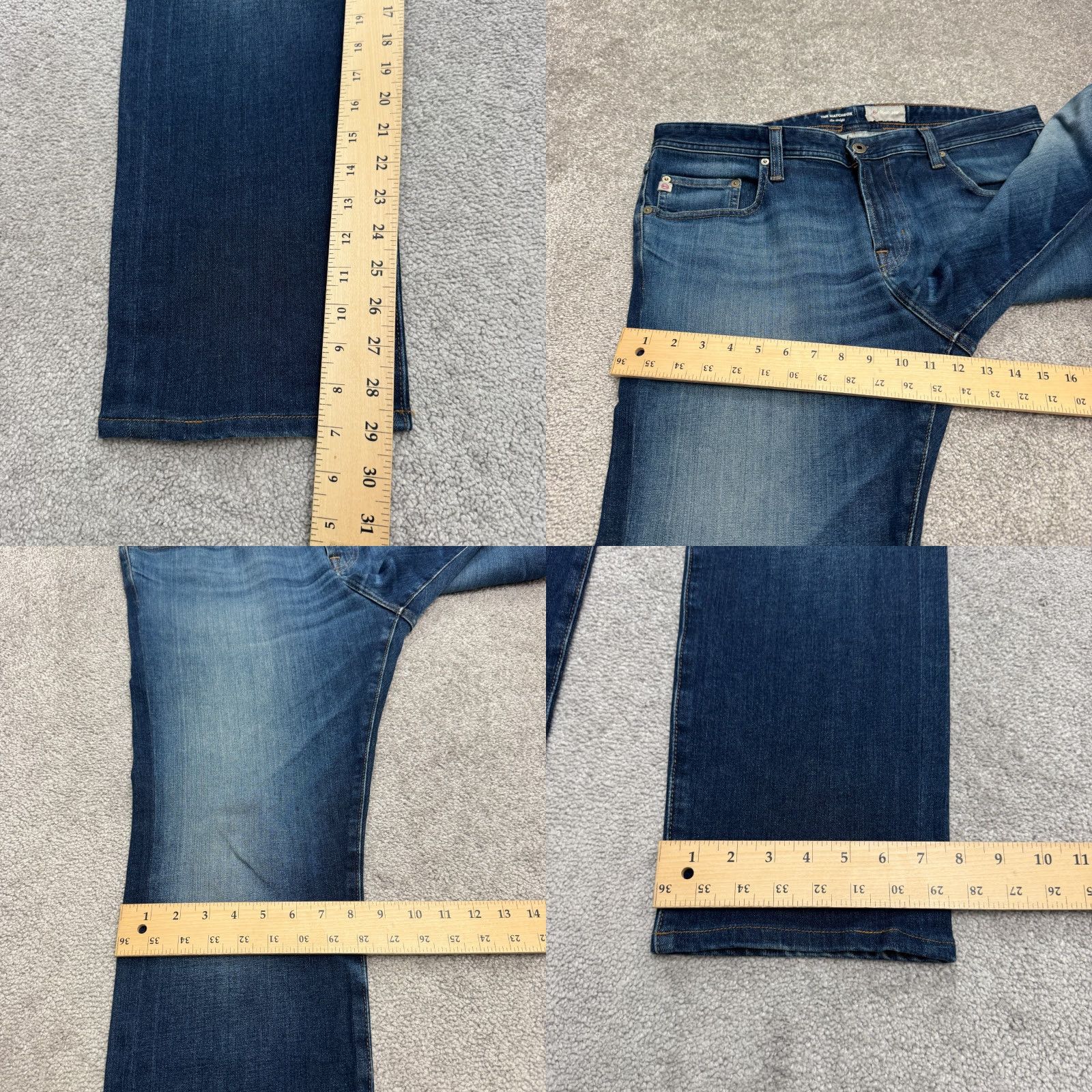 Vintage AG Adriano Goldschmied The Matchbox Jeans Mens 38x31 Slim Straight Blue Denim Cotton Blend 5-Pocket USA Classic Designer Size US 38 / EU 54 - 9 Thumbnail