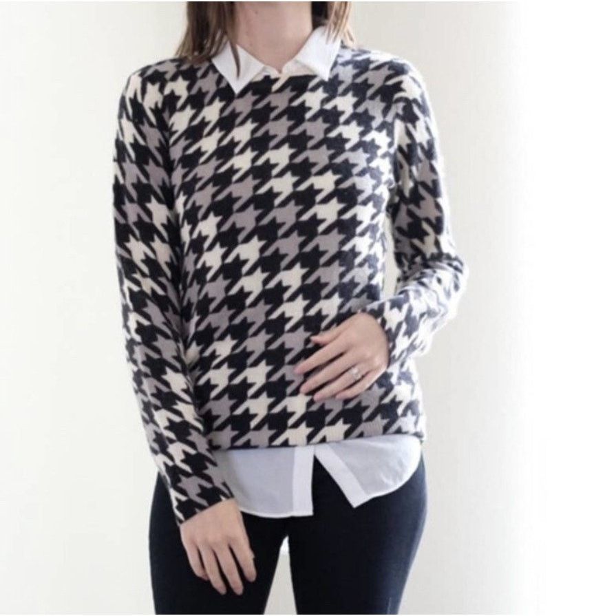 Equipment EUC EQUIPMENT Cashmere Houndstooth Crew Neck Sweater S Size S / US 4 / IT 40 - 1 Thumbnail