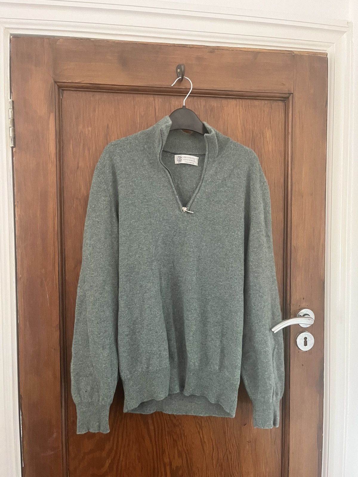 Brunello Cucinelli Brunello Cucinelli green 100% cashmere quarter zip size 48 Size US M / EU 48-50 / 2 - 1 Thumbnail