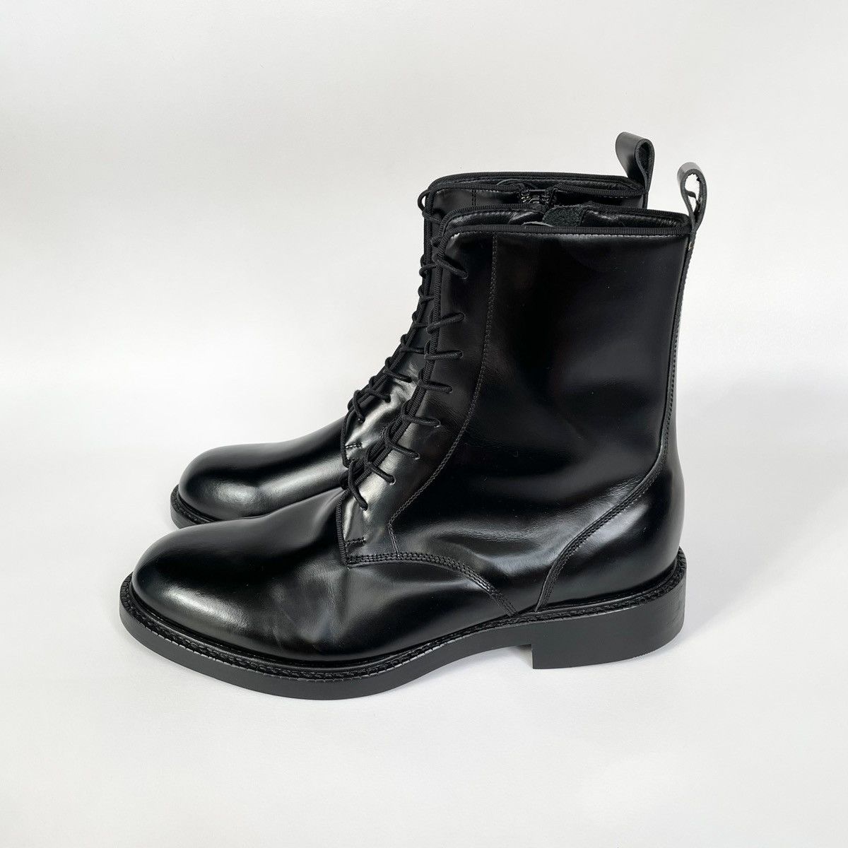 Junya Watanabe Black Leather ‘Officer’ Combat Boots | Grailed