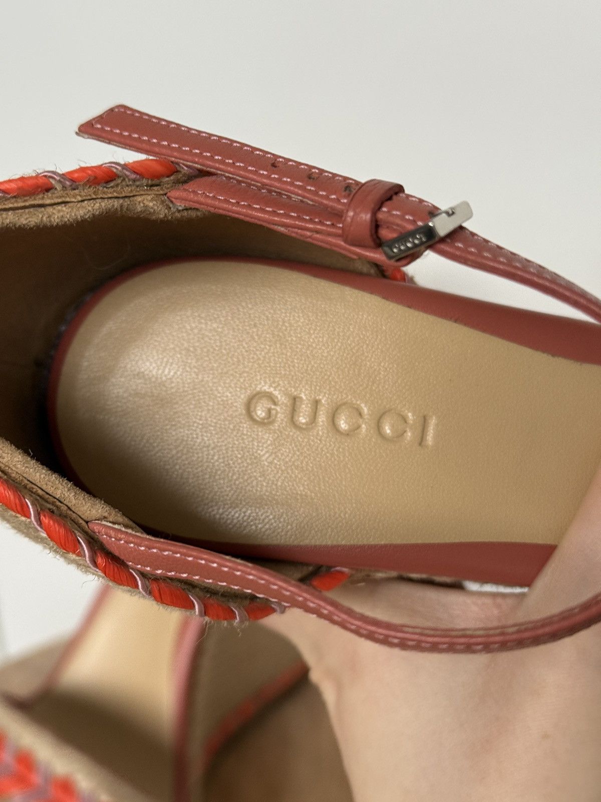 Gucci Gucci Espadrilles Wedges Sandals Coral Orange Size US 7 / IT 37 - 5 Thumbnail