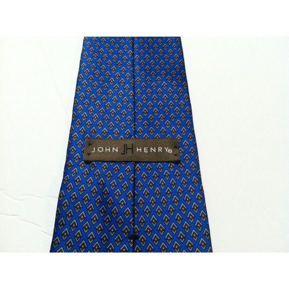 John Henry JOHN HENRY MENS BLUE 100%SILK CLASSIC NECK TIE WIDTH: 3 7/8" Size ONE SIZE - 3 Thumbnail