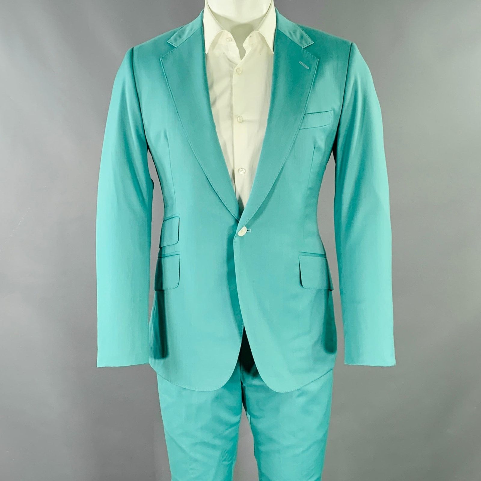 Other RICHFRESH Size 40 Green Wool Notch Lapel Suit Size 40R - 1 Thumbnail