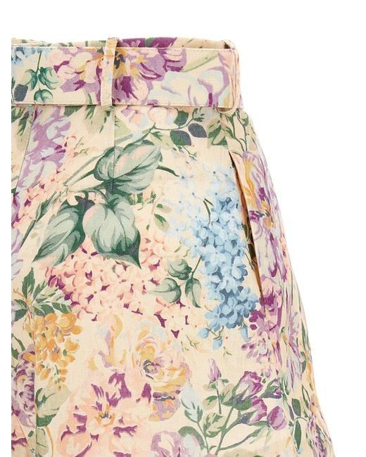 Zimmermann o1s22i1n1024 Halliday Linen Tuck Shorts in Multicolor Size 27" / US 4 / IT 40 - 4 Thumbnail