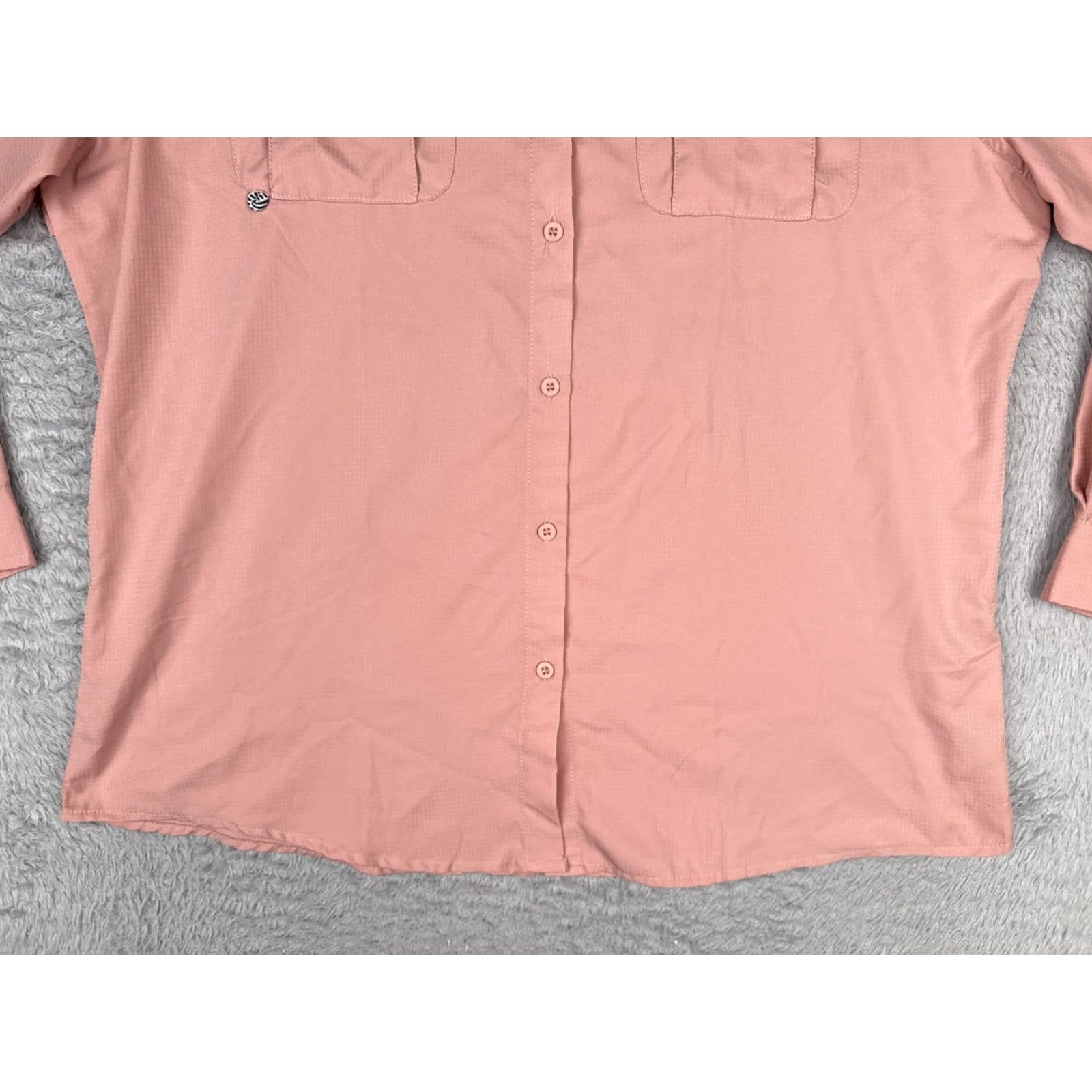 Pinko Shirt Women Extra Large Pink Button Up Vented Fish Angler Long Sleeve Pockets Size XL / US 12-14 / IT 48-50 - 5 Thumbnail