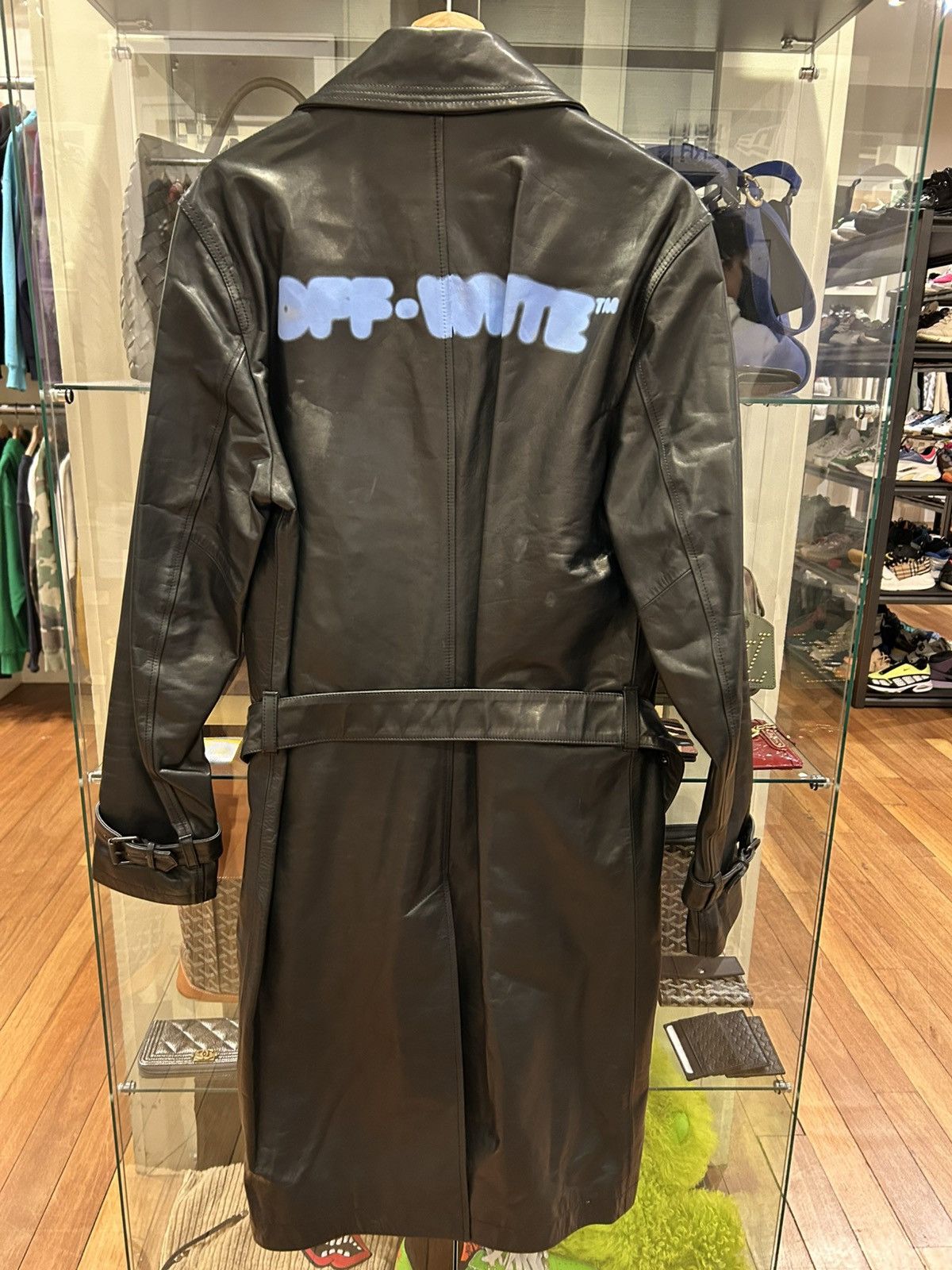 Off-White Off-White Blurred Logo Leather Trench Coat Size US L / EU 52-54 / 3 - 2 Thumbnail