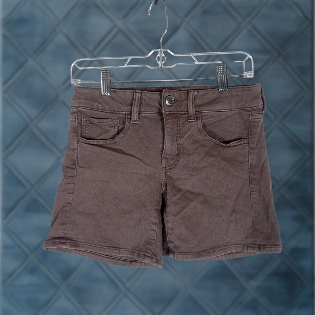 American Eagle Outfitters American Eagle Outfitters Super Stretch Midi Jean Shorts Womens 2 Maroon Red Size 26" / US 2 / IT 38 - 1 Thumbnail