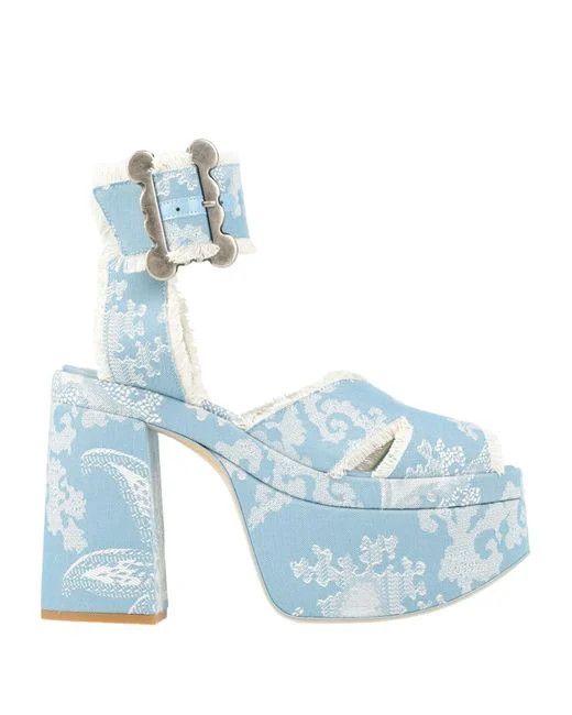 o1f1d3z0825 Ankle Buckled Platform Sandals in Light Blue