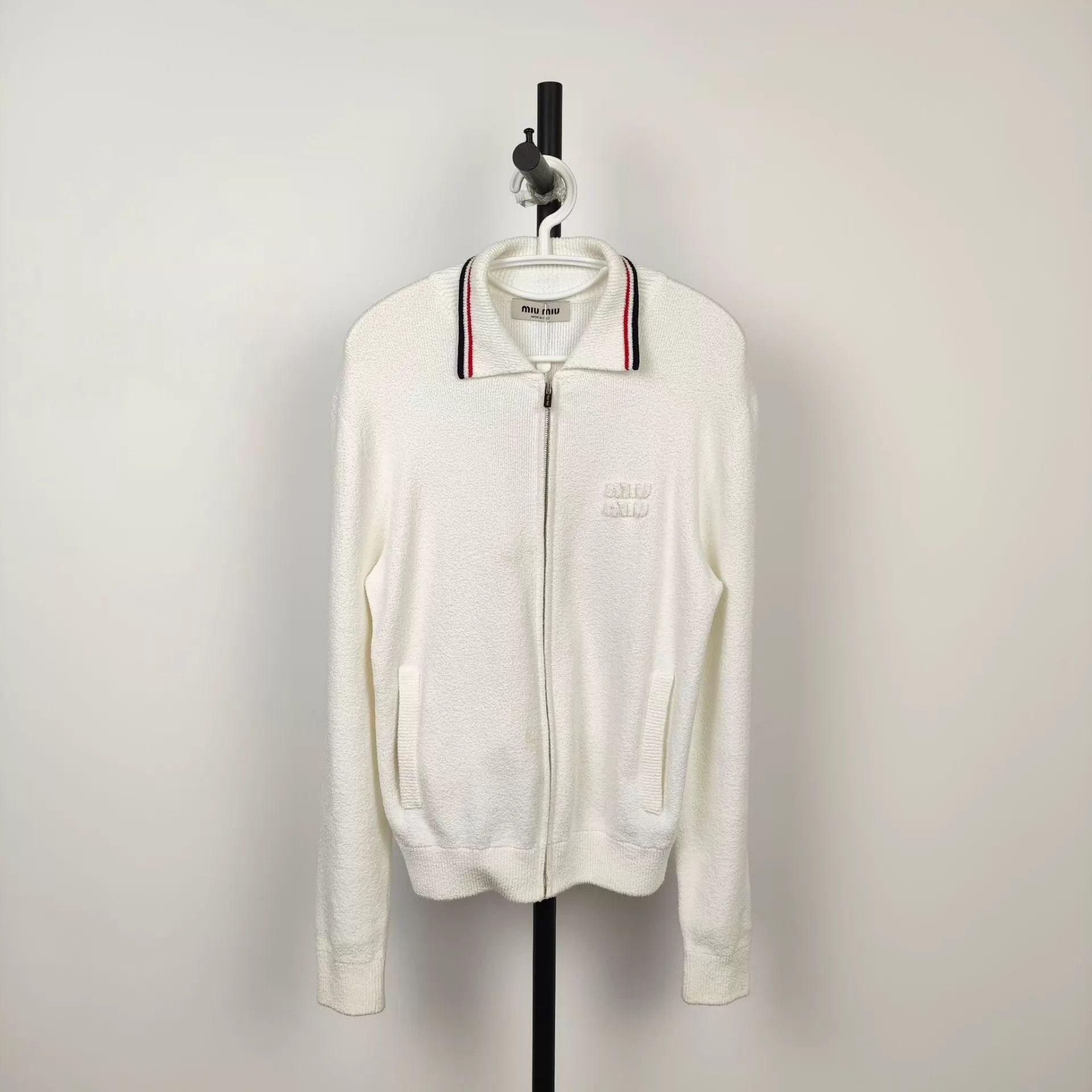 Miu Miu MIU MIU White Knit Cardigan Size XS / US 0-2 / IT 36-38 - 1 Thumbnail
