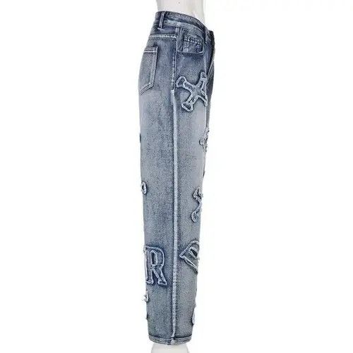 Jean Patchwork Women Baggy Jeans Size 28" / US 6 / IT 42 - 4 Thumbnail