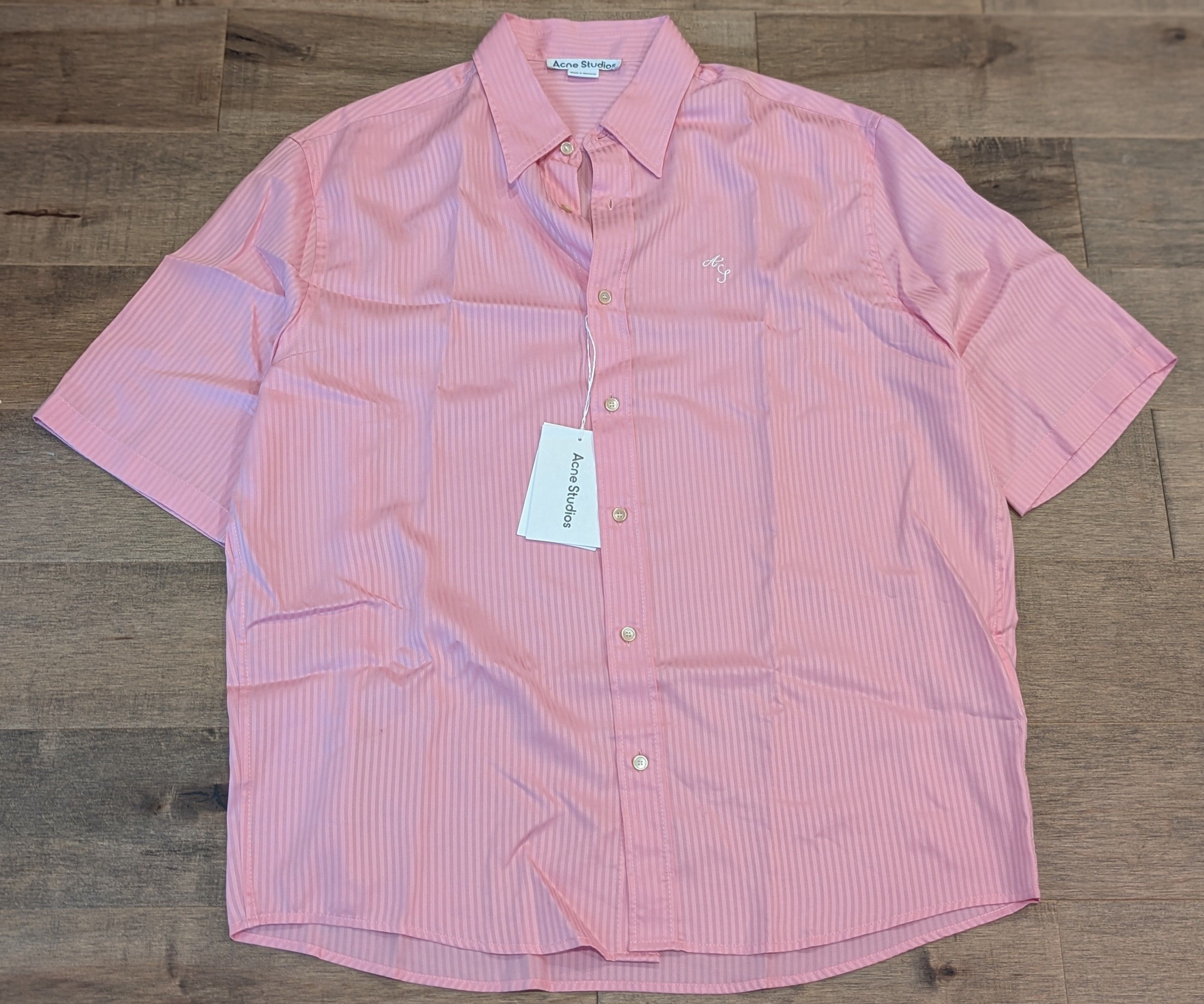 Acne Studios ACNE STUDIOS Tonal Stripe SS Button Up Shirt Pink 50 Size US M / EU 48-50 / 2 - 1 Thumbnail