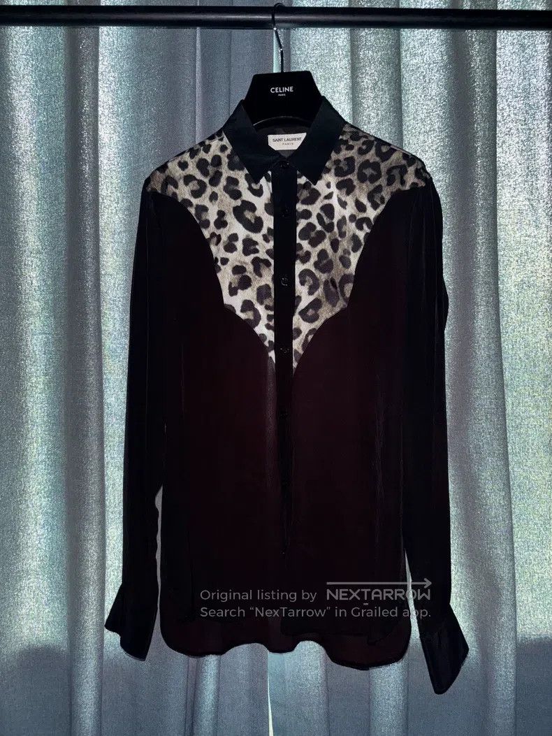 Saint Laurent Paris Saint Laurent Paris Leopard Print Patchwork Shirt Size XS / US 0-2 / IT 36-38 - 1 Thumbnail