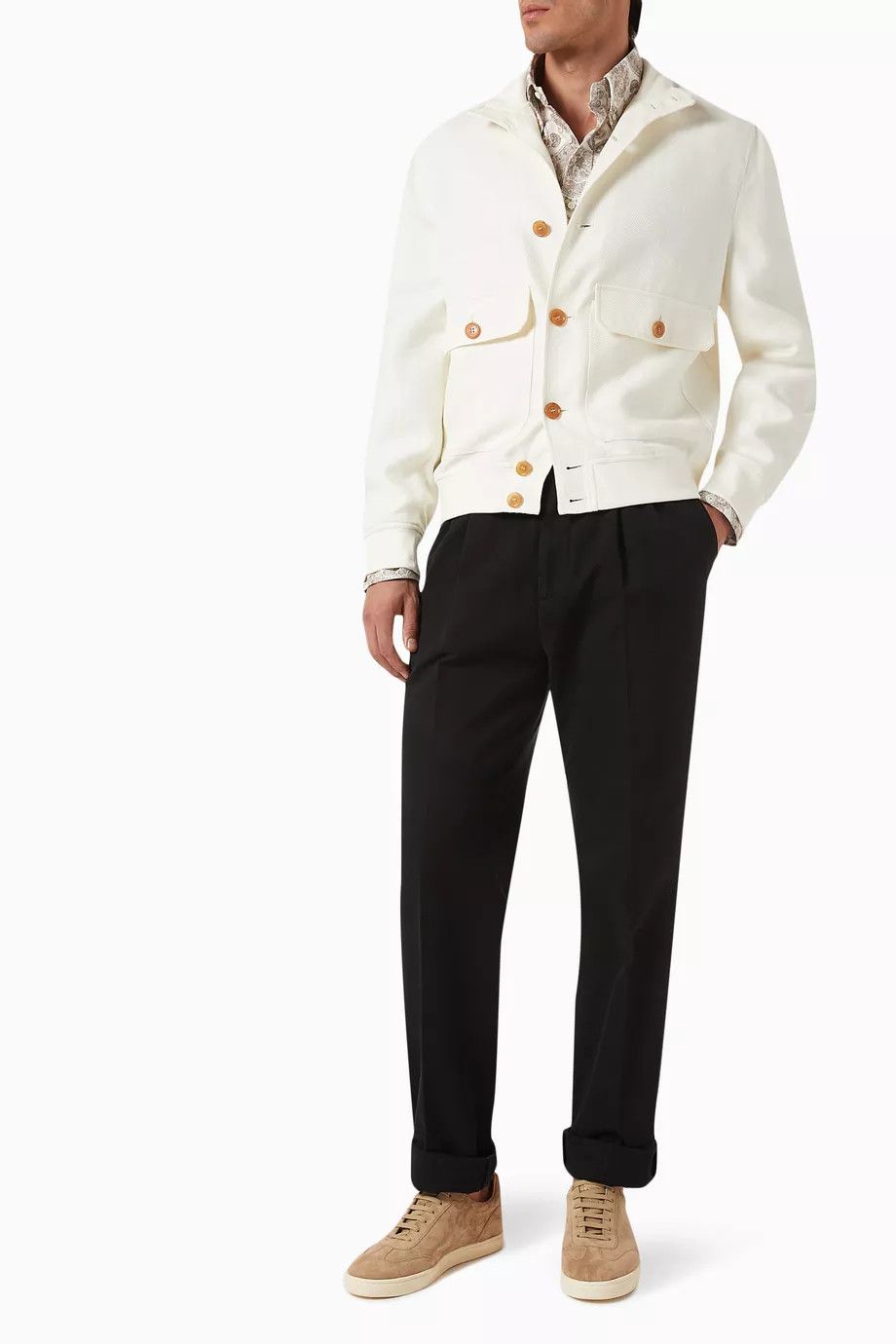 Brunello Cucinelli o1y0526 Casual Jacket in White Size US L / EU 52-54 / 3 - 2 Thumbnail