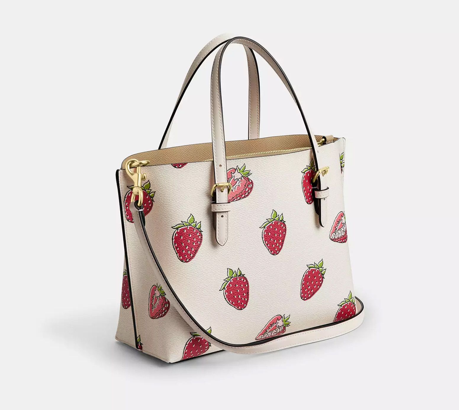 Coach Mollie Tote Bag 25 With Strawberry Print CAL66 Size ONE SIZE - 13 Thumbnail