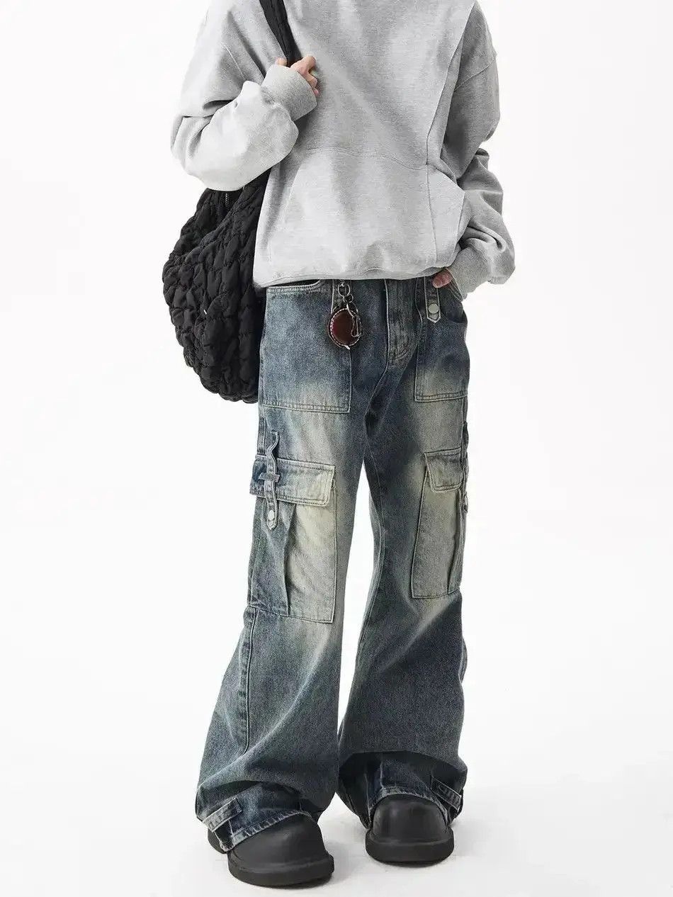 Japanese Brand Retro large pocket wide leg jeans Size US 32 / EU 48 - 3 Thumbnail