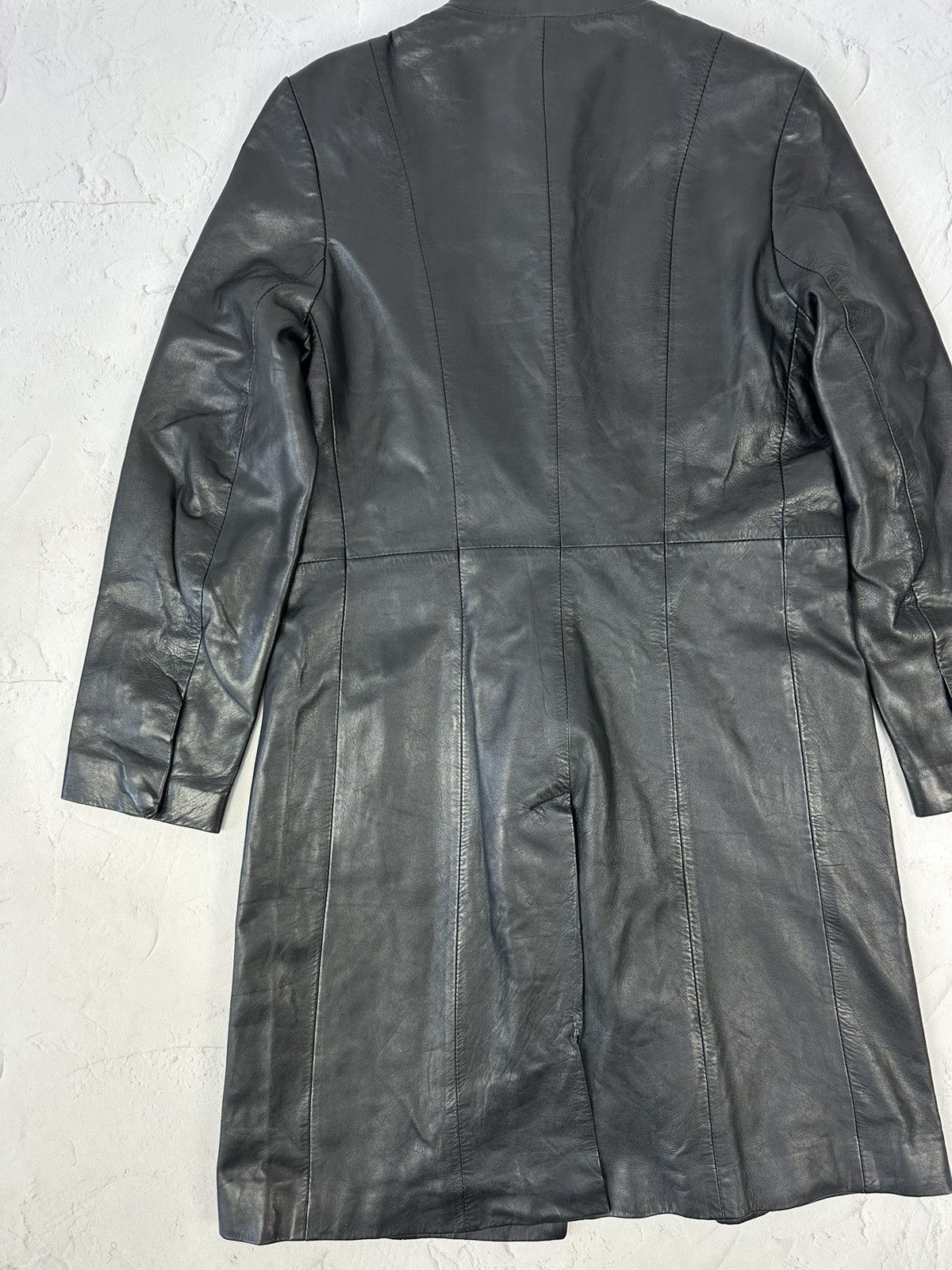 Vintage Vintage Black Leather Trench Coat Size XS / US 0-2 / IT 36-38 - 7 Thumbnail