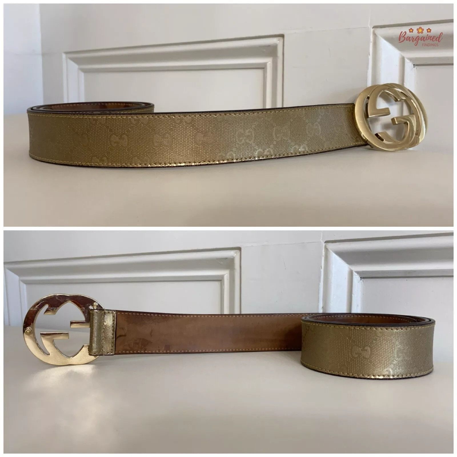 Gucci Gucci Imprime Monogram Leather Interlocking G Buckle Belt Size 30 - 3 Thumbnail