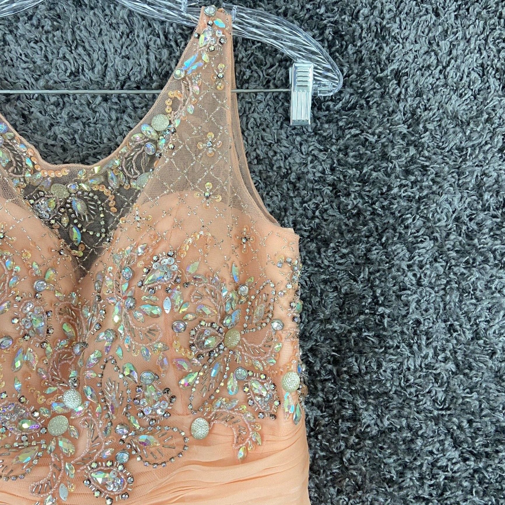 Speedo VINTAGE Aspeed USA Dress Gown Women A-Line Fit & Flare Knee Length Pink Salmon Sparkly L Womens Size L / US 10 / IT 46 - 3 Thumbnail